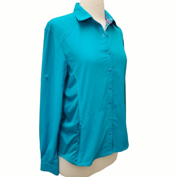 Kuhl Wunderer Button Down Shirt Turquoise Longsleeve Vented Hiking Outdoor Sz S - Picture 5 of 17